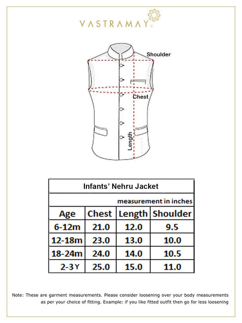 Vastramay SISHU Boys Gold -Toned Woven Design Slim-Fit Nehru Jacket
